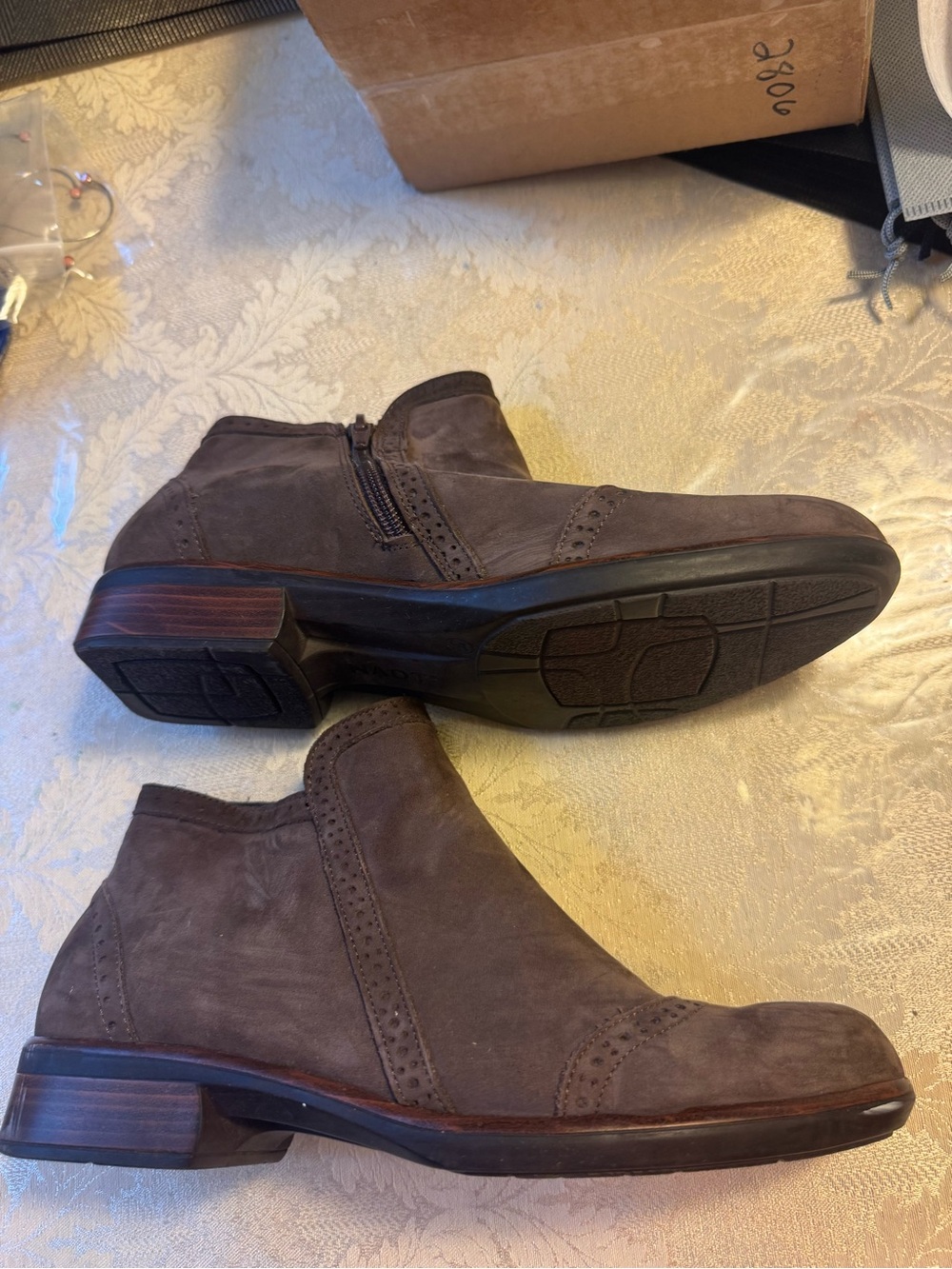 NAOT Nefasi Brown Suede Brogue Wingtip Ankle Boots Size 39 US 8-8.5